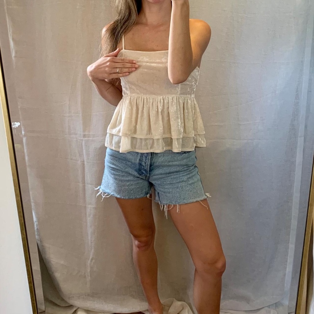 American Eagle velvet like babydoll cami top Size XS